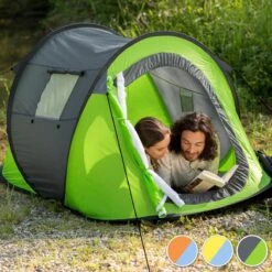 Pop Up Tent Waterkolom 1500 Mm/Cm² - Blauw - 2 Persoons -Kampeeruitrusting 1200x1200 24