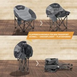 Skandika Moonchair Sirkka – Campingstoelen – Klapstoel – Vouwstoel – Kampeerstoel - Grote, Comfortabele, Campingstoel Opvouwbaar, Gepolsterd, Koelvak, Drinkhouder, Draaggreep En Draagtas, Antislipvoetjes - Max. 150 Kg – Zwart/grijs -Kampeeruitrusting 1200x1200 244