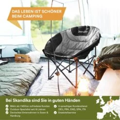 Skandika Moonchair Sirkka – Campingstoelen – Klapstoel – Vouwstoel – Kampeerstoel - Grote, Comfortabele, Campingstoel Opvouwbaar, Gepolsterd, Koelvak, Drinkhouder, Draaggreep En Draagtas, Antislipvoetjes - Max. 150 Kg – Zwart/grijs -Kampeeruitrusting 1200x1200 246