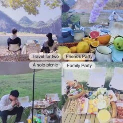 Buxibo - Lichtgewicht Vouwbare Campingtafel - Inklapbaar - Vis/Tuin/Picknick Tafel - Kamperen - Met Opberghoes - Aluminium - Grijs -Kampeeruitrusting 1200x1200 255