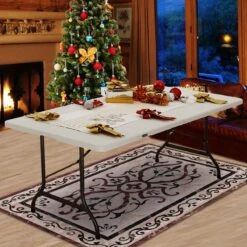 Casaria Tuintafel Opvouwbaar – Met Draaggreep 220x70 Cm – Wit -Kampeeruitrusting 1200x1200 257