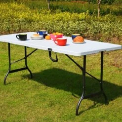 Casaria Tuintafel Opvouwbaar – Met Draaggreep 220x70 Cm – Wit -Kampeeruitrusting 1200x1200 259