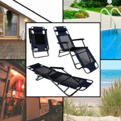 Ligstoel 180x60cm - Opvouwbaar Campingstoel Ligbed Strandstoel Tuinstoel Vouwligstoel Blauw -Kampeeruitrusting 1200x1200 318