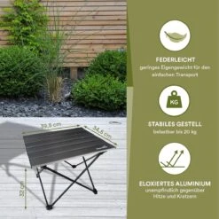 Skandika Ruka S Kleine Campingtafel – Campingtafels - Aluminium Campingtafel, Opvouwbaar, Zeer Licht, Eenvoudig Te Monteren, Stabiele Standaard - Opvouwtafel Voor Kamperen, Tenten Wandelen, Reizen, Thuis, Tuin – Tot Max. 20 Kg. - Grijs -Kampeeruitrusting 1200x1200 343