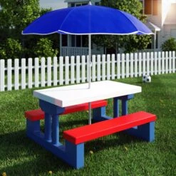 Merkloos Kinder Picknicktafel Met Parasol - Blauw 18 Merkloos Kinder Picknicktafel Met Parasol - Blauw -Kampeeruitrusting 1200x1200 359