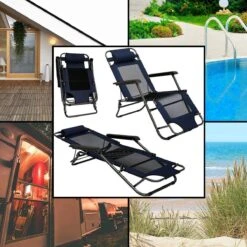 Ligstoel 155x60cm - Opvouwbaar Campingstoel Ligbed Strandstoel Tuinstoel Vouwligstoel Blauw -Kampeeruitrusting 1200x1200 361