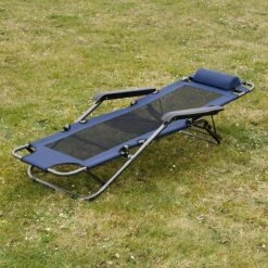 Ligstoel 155x60cm - Opvouwbaar Campingstoel Ligbed Strandstoel Tuinstoel Vouwligstoel Blauw -Kampeeruitrusting 1200x1200 364