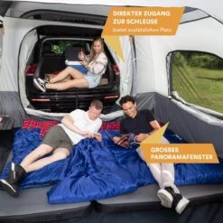 Skandika Pitea XL CROSS Tent – Koepeltenten - Autotent – Campingtent Voor SUV, Caddy, Auto, CUV - Voor Max. 4 Personen – Vrijstaand – Met/zonder Slaapcabine – Max. Stahoogte 230 Cm – 3000mm Waterkolom - 475 X 290 X 230 Cm (LxBxH) – Kamperen - Grijs -Kampeeruitrusting 1200x1200 38