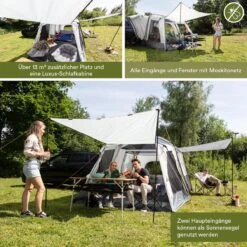 Skandika Pitea XL CROSS Tent – Koepeltenten - Autotent – Campingtent Voor SUV, Caddy, Auto, CUV - Voor Max. 4 Personen – Vrijstaand – Met/zonder Slaapcabine – Max. Stahoogte 230 Cm – 3000mm Waterkolom - 475 X 290 X 230 Cm (LxBxH) – Kamperen - Grijs -Kampeeruitrusting 1200x1200 40