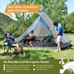 Skandika Tipii II Tent – Tipi-tenten – Teepee – 8 Persoons Campingtent – Muggengaas – 250 Cm Stahoogte – Uitneembare Tentvloer – 3000 Mm Waterkolom – Indische Tent, Partytent, Festivaltent – Outdoor, Camping, Tuin – Kamperen – Grijs/turquoise -Kampeeruitrusting 1200x1200 43