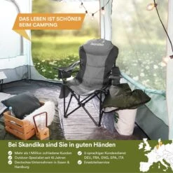 Skandika Relax Comfort Campingstoel - Campingstoel Opvouwbaar - Comfortabele Klapstoel Met Drinkhouder En Koelvak, Tot Max. 160 Kg, Opvouwbaar, Lichtgewicht | Vouwstoel Voor Kamperen, Camping, Festival, Vissen – Grijs -Kampeeruitrusting 1200x1200 486