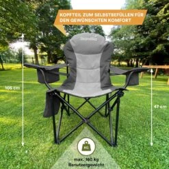 Skandika Relax Comfort Campingstoel - Campingstoel Opvouwbaar - Comfortabele Klapstoel Met Drinkhouder En Koelvak, Tot Max. 160 Kg, Opvouwbaar, Lichtgewicht | Vouwstoel Voor Kamperen, Camping, Festival, Vissen – Grijs -Kampeeruitrusting 1200x1200 488