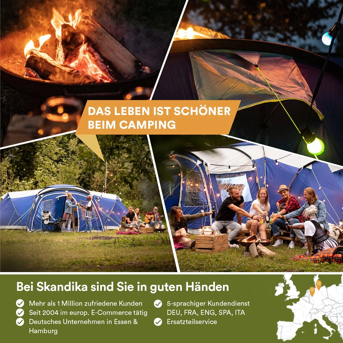 Skandika Nimbus Sleeper 12 Tent – Koepeltenten – 12 Persoons Familietent - Campingtent – Muggengaas – Sleeper Technology (3 Extra Donkere Slaapcabines) – 760 X 630 X 215 Cm (LxBxH) – 5000 Mm Waterkolom – Camping, Tuin – Kamperen – Blauw/wit 2 Skandika Nimbus Sleeper 12 Tent – Koepeltenten – 12 Persoons Familietent - Campingtent – Muggengaas – Sleeper Technology (3 Extra Donkere Slaapcabines) – 760 X 630 X 215 Cm (LxBxH) – 5000 Mm Waterkolom – Camping, Tuin – Kamperen – Blauw/wit - Afbeelding 2