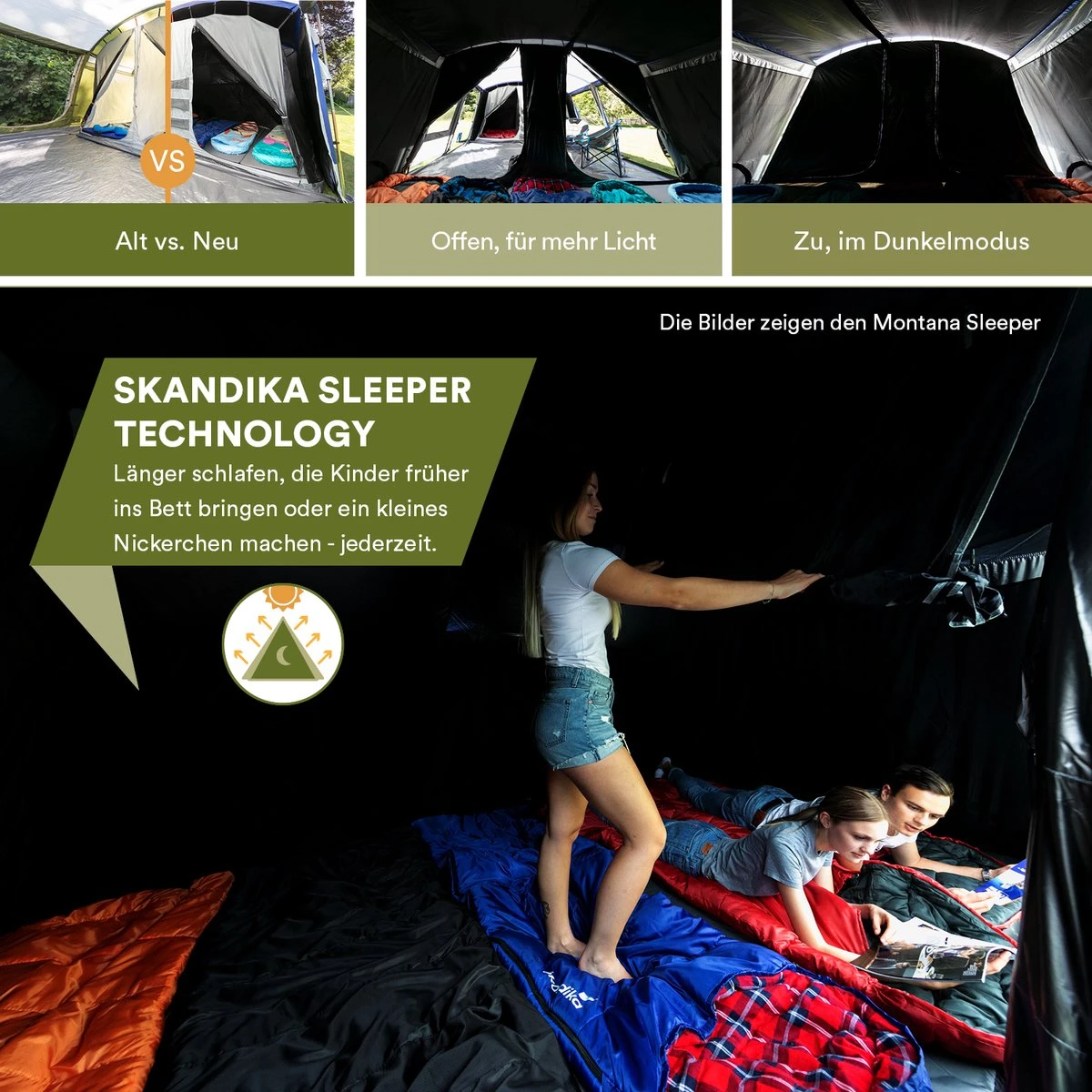 Skandika Nimbus Sleeper 12 Tent – Koepeltenten – 12 Persoons Familietent - Campingtent – Muggengaas – Sleeper Technology (3 Extra Donkere Slaapcabines) – 760 X 630 X 215 Cm (LxBxH) – 5000 Mm Waterkolom – Camping, Tuin – Kamperen – Blauw/wit 3 Skandika Nimbus Sleeper 12 Tent – Koepeltenten – 12 Persoons Familietent - Campingtent – Muggengaas – Sleeper Technology (3 Extra Donkere Slaapcabines) – 760 X 630 X 215 Cm (LxBxH) – 5000 Mm Waterkolom – Camping, Tuin – Kamperen – Blauw/wit - Afbeelding 3