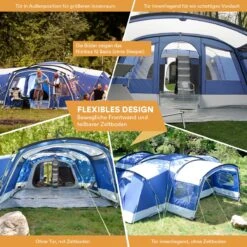 Skandika Nimbus Sleeper 12 Tent – Koepeltenten – 12 Persoons Familietent - Campingtent – Muggengaas – Sleeper Technology (3 Extra Donkere Slaapcabines) – 760 X 630 X 215 Cm (LxBxH) – 5000 Mm Waterkolom – Camping, Tuin – Kamperen – Blauw/wit 16 Skandika Nimbus Sleeper 12 Tent – Koepeltenten – 12 Persoons Familietent - Campingtent – Muggengaas – Sleeper Technology (3 Extra Donkere Slaapcabines) – 760 X 630 X 215 Cm (LxBxH) – 5000 Mm Waterkolom – Camping, Tuin – Kamperen – Blauw/wit -Kampeeruitrusting 1200x1200 55
