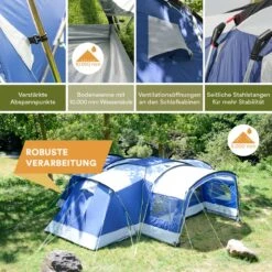 Skandika Nimbus Sleeper 12 Tent – Koepeltenten – 12 Persoons Familietent - Campingtent – Muggengaas – Sleeper Technology (3 Extra Donkere Slaapcabines) – 760 X 630 X 215 Cm (LxBxH) – 5000 Mm Waterkolom – Camping, Tuin – Kamperen – Blauw/wit 18 Skandika Nimbus Sleeper 12 Tent – Koepeltenten – 12 Persoons Familietent - Campingtent – Muggengaas – Sleeper Technology (3 Extra Donkere Slaapcabines) – 760 X 630 X 215 Cm (LxBxH) – 5000 Mm Waterkolom – Camping, Tuin – Kamperen – Blauw/wit -Kampeeruitrusting 1200x1200 57