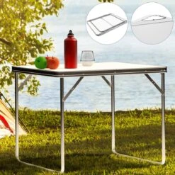 Merkloos Aluminium Inklapbare Tuintafel - Campingtafel - 80x60x68 Cm -Kampeeruitrusting 1200x1200 603