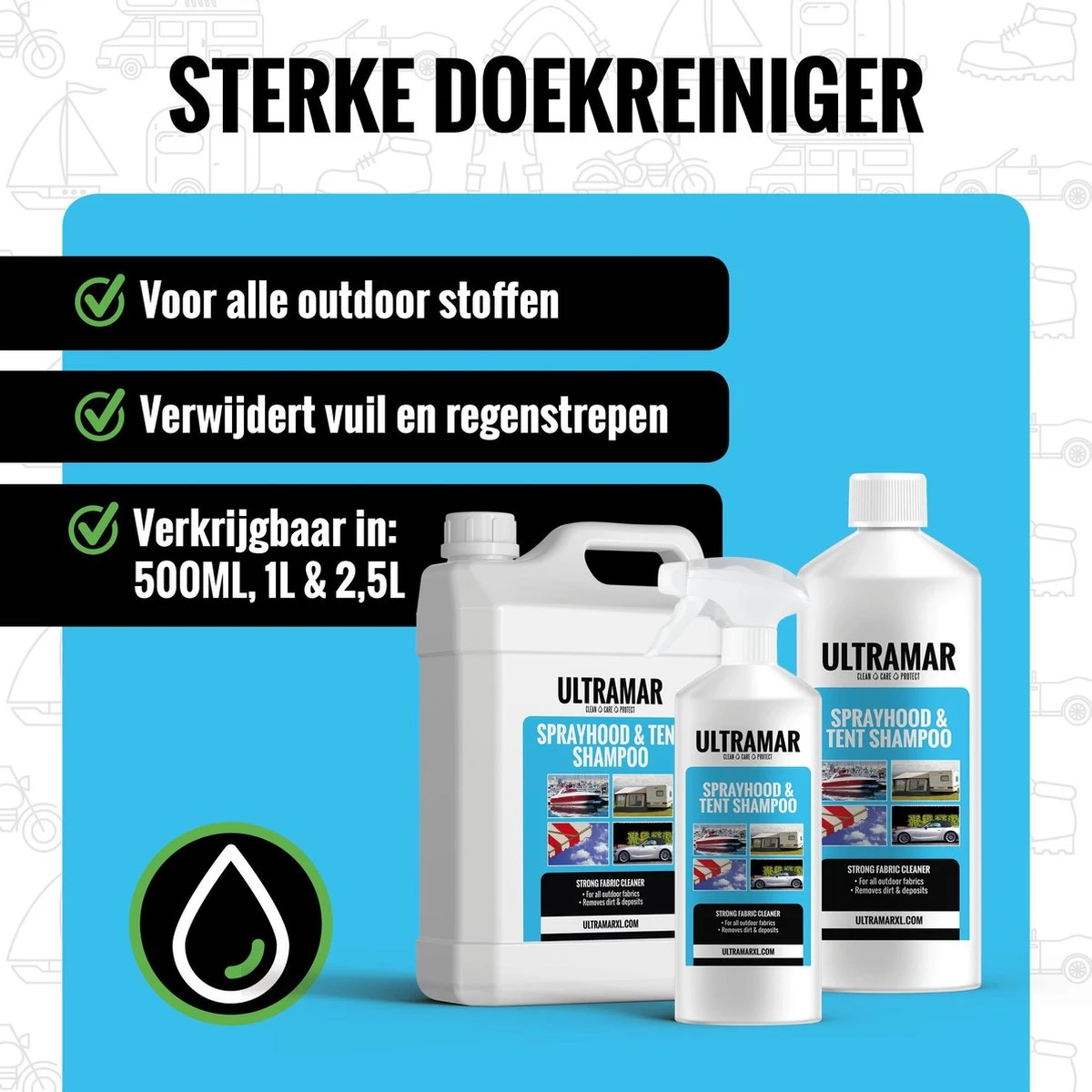 Ultramar - Reiniger Sprayhood & Tent Shampoo 500 Ml - Tentdoekreiniger Voor Bootkap, Tent, Cabriodak 2 Ultramar - Reiniger Sprayhood & Tent Shampoo 500 Ml - Tentdoekreiniger Voor Bootkap, Tent, Cabriodak - Afbeelding 2