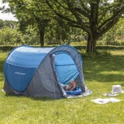 Dunlop Pop Up Tent 220 X 120 X 90 Cm - Grijs/ Blauw - 1 Persoons -Kampeeruitrusting 1200x1200 64