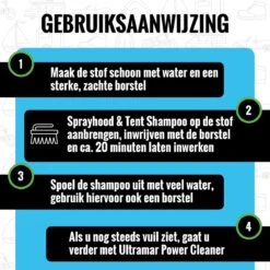 Ultramar - Sprayhood & Tent Shampoo - 1L - Tentdoekreiniger - Voor Bootkap, Tent, Cabriodak, Zonwering - Tentonderhoud - Bootonderhoud - Schoonmaakmiddel -Kampeeruitrusting 1200x1200 733