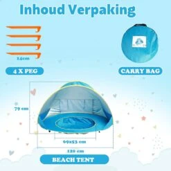 Seidon Strandtent Baby - Pop Up Tent - UV Bescherming - Baby En Kind - Waterdicht - Zwembadje - UV Bescherming -Kampeeruitrusting 1200x1200 766