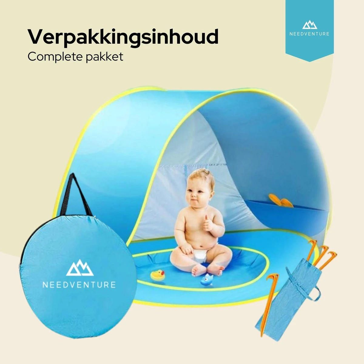 Needventure Baby Strandtent - Pop Up Tent - Windscherm Strand - Camping Strandtentje - Speeltent - Blauw 6 Needventure Baby Strandtent - Pop Up Tent - Windscherm Strand - Camping Strandtentje - Speeltent - Blauw - Afbeelding 6