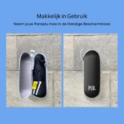 PLU - Paraplu - Opvouwbaar - Inklapbaar - Met Luxe Beschermhoes - Met Reisetui - Windproof - Fashionable - Lichtgewicht - Zwart -Kampeeruitrusting 1200x1200 793