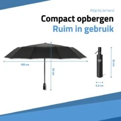 GOAT Outdoor® Stormparaplu - Paraplu - Opvouwbaar - Windproof Tot 100kmp/u - ⌀ 105 Cm - Paraplu - Zwart -Kampeeruitrusting 1200x1200 829