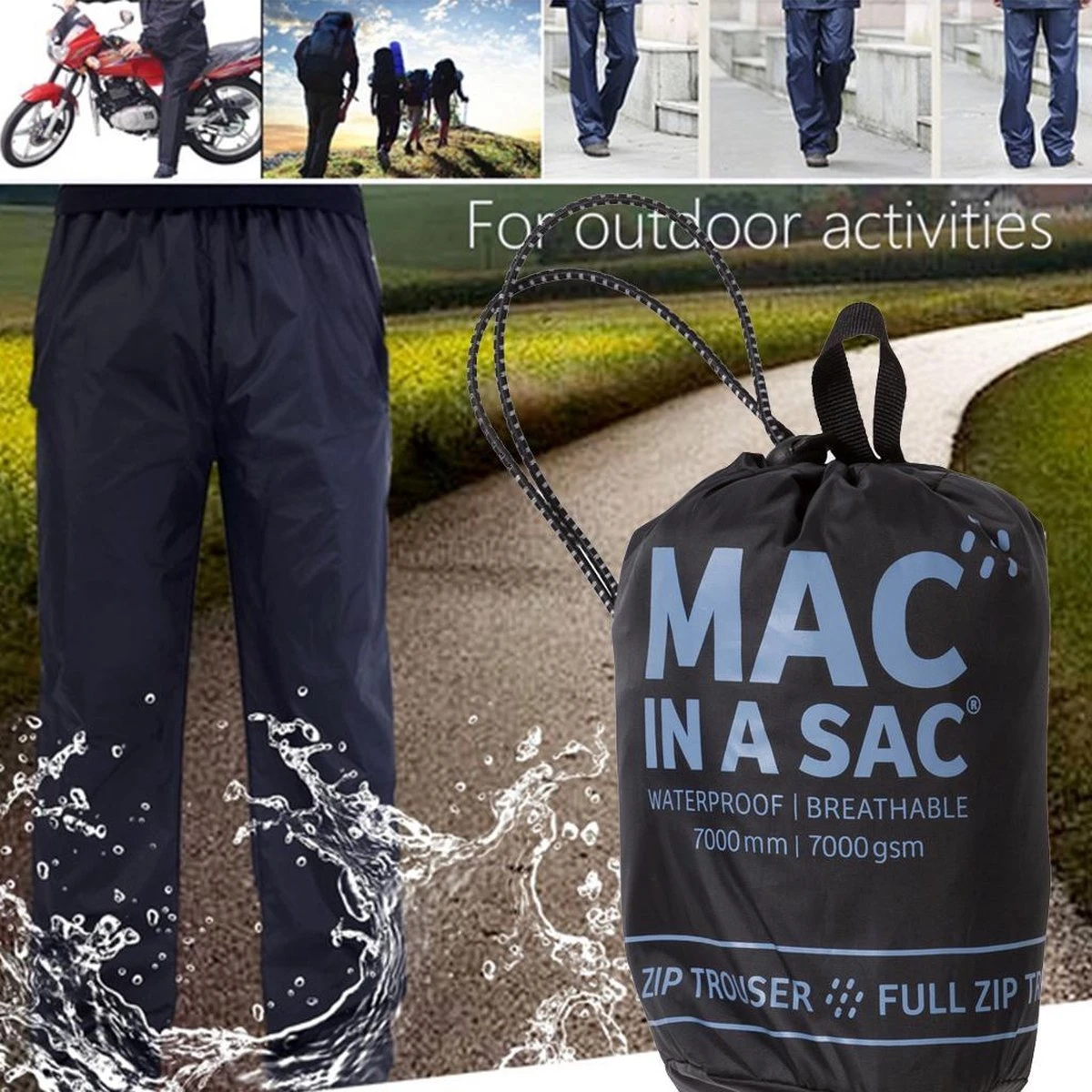 Mac In A Sac Regenbroek - Maat XL - Unisex - Zwart 6 Mac In A Sac Regenbroek - Maat XL - Unisex - Zwart - Afbeelding 6