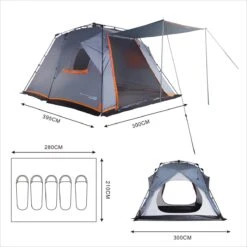 Where Tomorrow Gezinstent Met Zonnendak 300X395X200 Cm- Grijs - 5 Persoons -Kampeeruitrusting 1200x1200 88