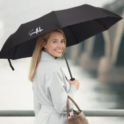 Sunflake Stormparaplu Opvouwbaar - Stormbestendig Tot 140km/u - Automatisch Uitklapbaar - Incl. Beschermhoes En Reisetui - Zwart -Kampeeruitrusting 1200x1200 910