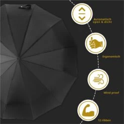 Stormparaplu Opvouwbaar - Paraplu - Automatische Stormparaplu - Tot 110km P/u Windproof - 12 Ribben -Kampeeruitrusting 1200x1200 930