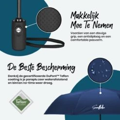 Sunflake Stormparaplu Opvouwbaar - Stormbestendig Tot 140km/u - Automatisch Uitklapbaar - Incl. Beschermhoes En Reisetui - Blauw 12 Sunflake Stormparaplu Opvouwbaar - Stormbestendig Tot 140km/u - Automatisch Uitklapbaar - Incl. Beschermhoes En Reisetui - Blauw -Kampeeruitrusting 1200x1200 945