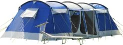 Voorkant 12 Skandika Montana 8 Tent – Tunneltenten – 8 Persoons Tent – Campingtent – 200 Cm Stahoogte – 2-4 Slaapcabines - Muggengaas – Familietent – 4 Ingangen – 700 X 310 X 200 Cm (L X B X H) - 5000 Mm Waterkolom – Outdoor, Camping – Kamperen – Blauw