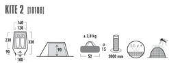 High Peak Kite 2 Tunneltent - Groen - 2 Persoons -Kampeeruitrusting 1200x453