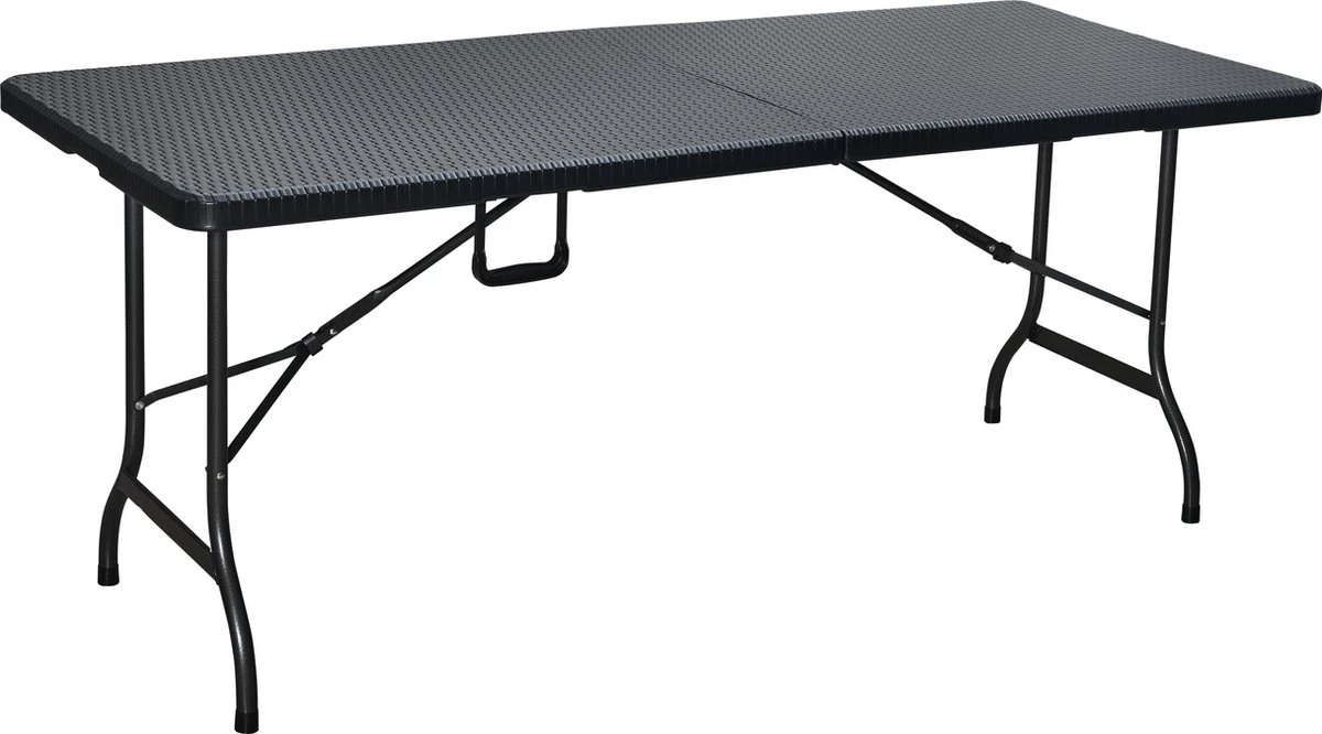 ERRO Vouwtafel - Wickerlook - 180x74cm - Zwart 1 ERRO Vouwtafel - Wickerlook - 180x74cm - Zwart