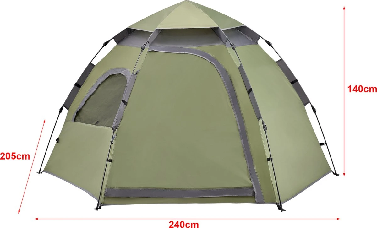 Pro-Tec Tent Nybro Automatisch 240x205x140 Cm Donkergroen 3 Pro-Tec Tent Nybro Automatisch 240x205x140 Cm Donkergroen - Afbeelding 3