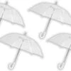 4 Stuks Paraplu Transparant Plastic Paraplu's 100 Cm - Doorzichtige Paraplu - Trouwparaplu - Bruidsparaplu - Stijlvol - Bruiloft - Trouwen - Fashionable - Trouwparaplu