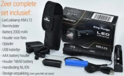 LED Zaklamp - 2000 MAh Oplaadbare Militaire Zaklamp - Zeer Fel - Zwart King Mungo -Kampeeruitrusting 1200x733 1