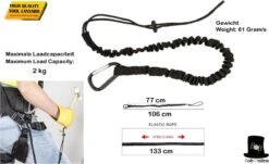 Bob Online ™ - 1 Stuk – Zwart – Gereedschaplijn – Gereedschaplanyard – Elasticate Tool Lanyard – Maximum Load Capacity 2 Kg – Elastisch Gereedschap Lanyard – Gereedschap Valbeveiliging Koord -Kampeeruitrusting 1200x734 3