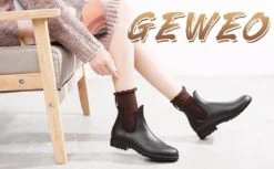 Geweo Regenlaarzen - Wellington Chelsea Laarzen - Kerstmis - Kerstfeest - Christmas Gift - Kort Boots - Waterdichte - Dames - Zwart - Maat 37 -Kampeeruitrusting 1200x742 3