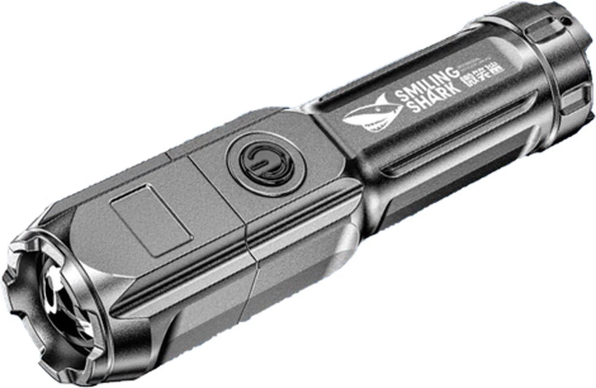 Merkloos Smiling Shark 622a Telescopische Oplaadbare LED Zaklamp - 700lm - Sterk Licht - Oplaadbaar Via USB - 1200mAh - Zwart 1 Merkloos Smiling Shark 622a Telescopische Oplaadbare LED Zaklamp - 700lm - Sterk Licht - Oplaadbaar Via USB - 1200mAh - Zwart