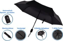 Automatische Stormparaplu - Paraplu – Automatisch, Opvouwbaar & Windproof Tot 70 - 80 Km P/u - Ø 95 Cm - 7 Panelen - Dubbele Laag - Zwart -Kampeeruitrusting 1200x786 2
