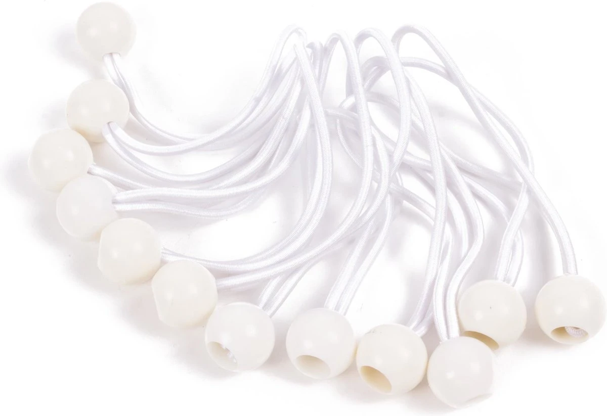 Elastiek Met Bal Wit - 12 Delig - Spanelastiek - 17cm - Benson 1 Elastiek Met Bal Wit - 12 Delig - Spanelastiek - 17cm - Benson