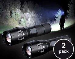 FlinQ 2-pack Militaire LED Zaklamp - 2 Zaklampen - 2000 Lumen - Zwart -Kampeeruitrusting 1200x942 6