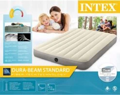 Intex Luchtbedset Intex Luchtbed - Twijfelaar - 137 X 191 X 25 Cm - Beige + Intex Elektrische Pomp - 650 Liter/min + Hoeslaken Zwart + Reparatieset -Kampeeruitrusting 1200x950 2