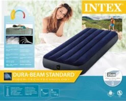 Intex Luchtbedset Intex Luchtbed - 1-Persoons - 76 X 191 X 25 Cm - Blauw + Intex Elektrische Pomp - 650 Liter/min + Hoeslaken Wit + Reparatieset -Kampeeruitrusting 1200x955 3