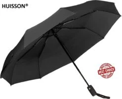 HUISSON Paraplu Stormparaplu Automatisch Uit En Inklapbaar Opvouwbaar Lichtgewicht 330 Gram Windproof Zwart -Kampeeruitrusting 1200x975