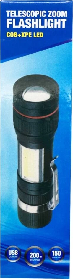 Zaklamp LED Oplaadbaar Met Zoomfunctie - Militaire Zaklamp - Waterdicht - USB Oplaadbaar (inclusief Oplaadkabel).