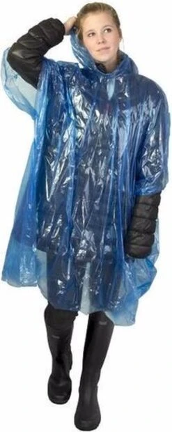 Merkloos 6x Stuks Wegwerp Regenponcho Blauw Voor Volwassenen
